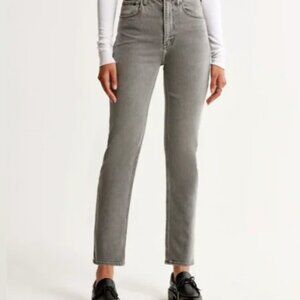 Abercrombie and Fitch 90s straight ultra high rise gray